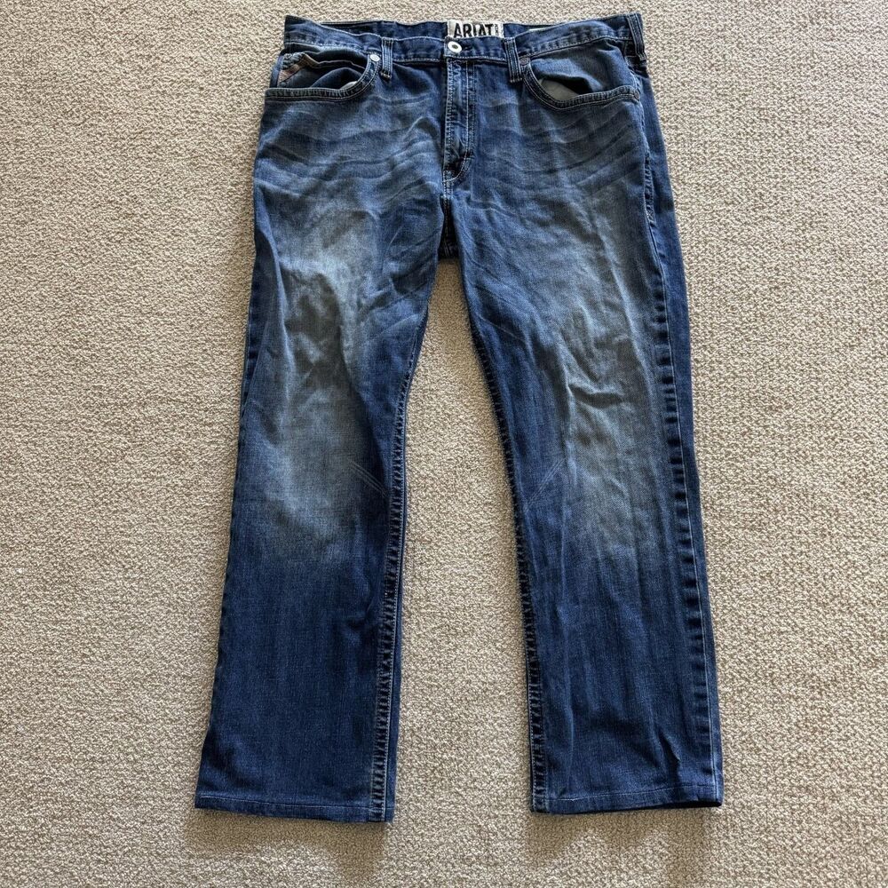 Ariat Jeans M4 Bootcut Low Rise Mens Size 40 Blue Embroidered Stretch